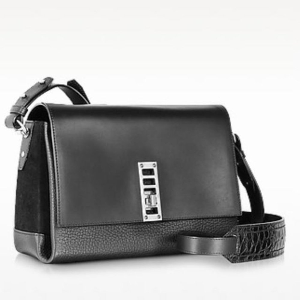$1650 Proenza Schouler Black Leather Elliot Shoulder Crossbody Messenger Bag - Picture 2 of 13